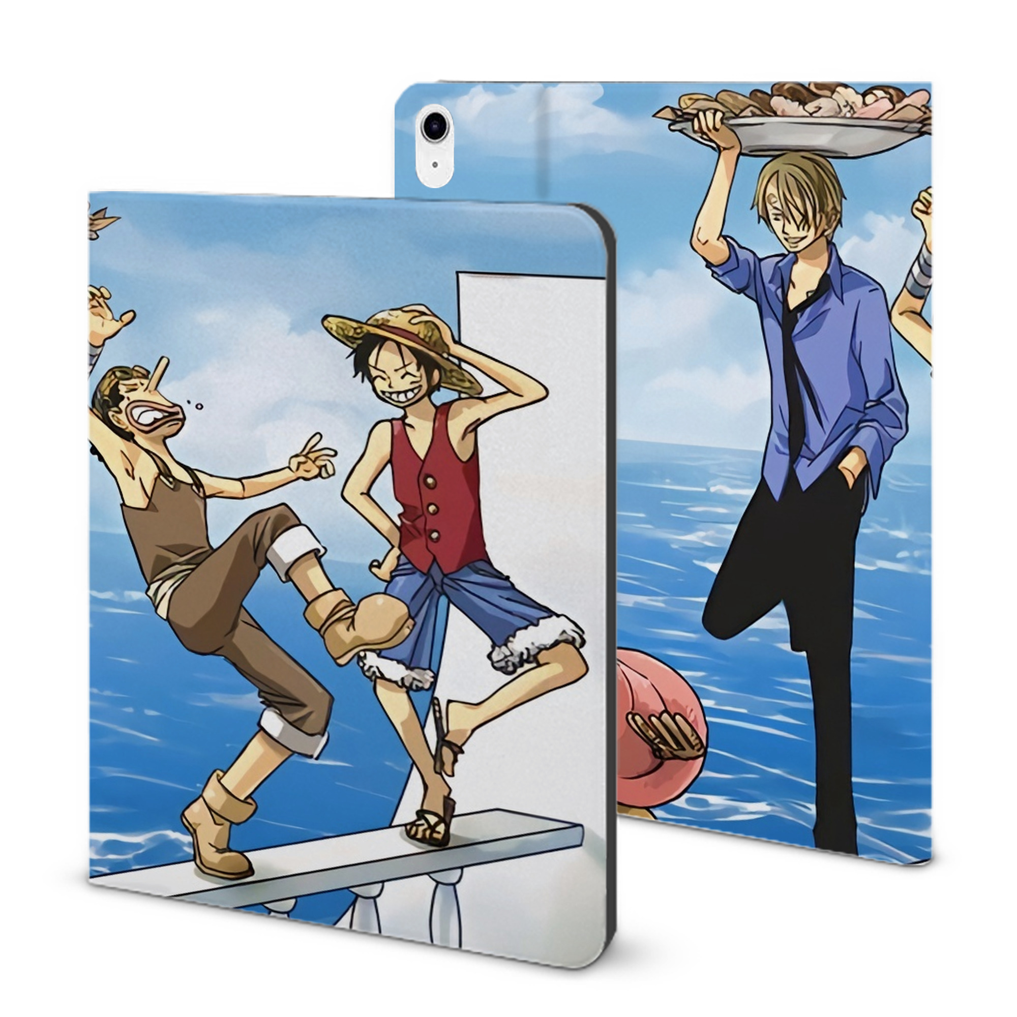 （画像用） ワンピース ONE PIECE IPad ケース ブック型 PUレザー TPU 耐衝撃 軽量 薄型 ペン収納なし 全面保護 IPad 各モデル対応